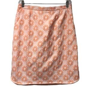 Sweet Salt Skirt Womens Large Floral Orange Coral White Trim Embossed